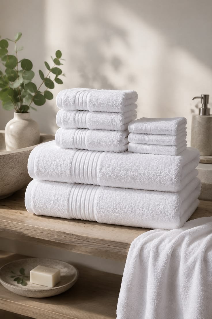 Hotel-Style White Towels for a Spa-Like Bathroom